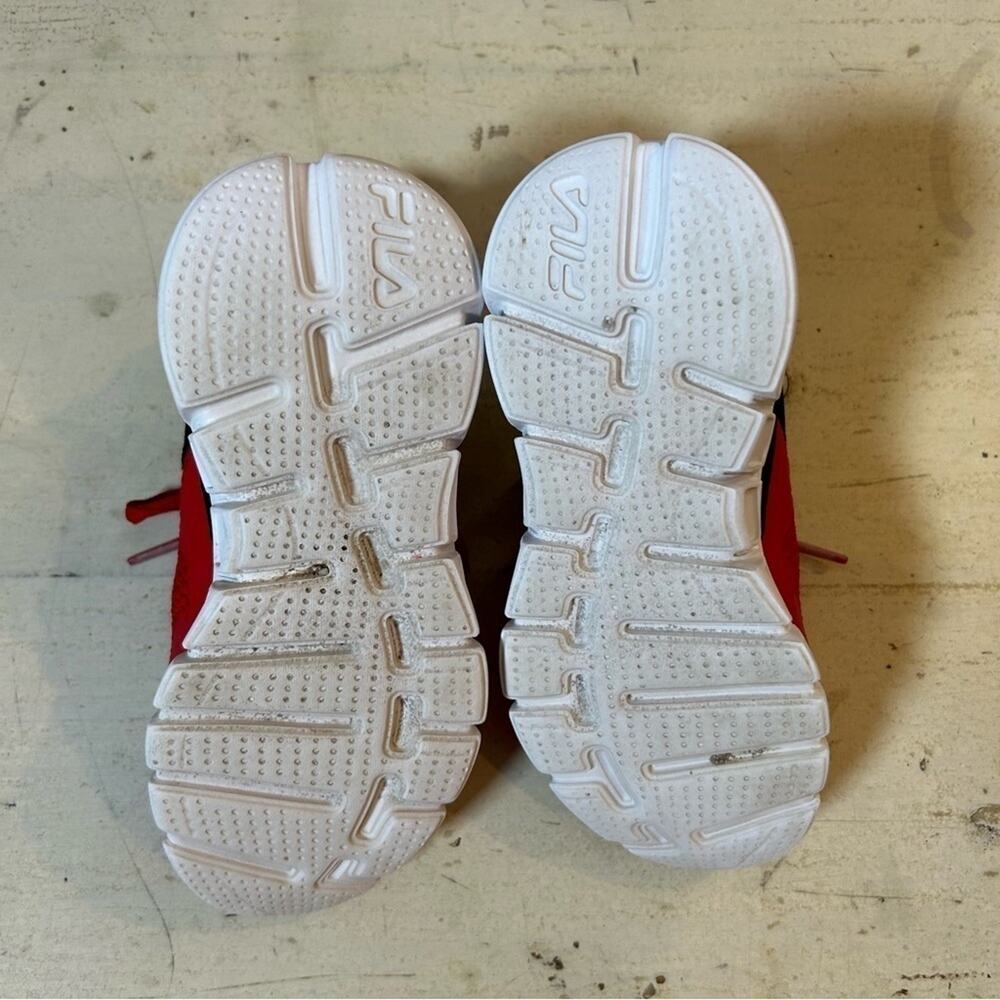 Kids Fila Sneakers, Red Mesh with Black Details, Lace Up, Size 11 - Picture 12 of 12